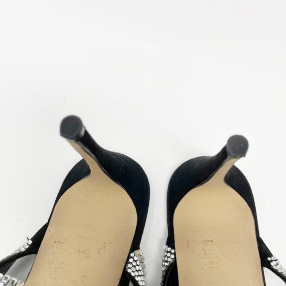 Aldo Womens Black Suede Leather Rhinestone Straps Slide Heels Size 8 "Noawia" - Picture 8 of 11